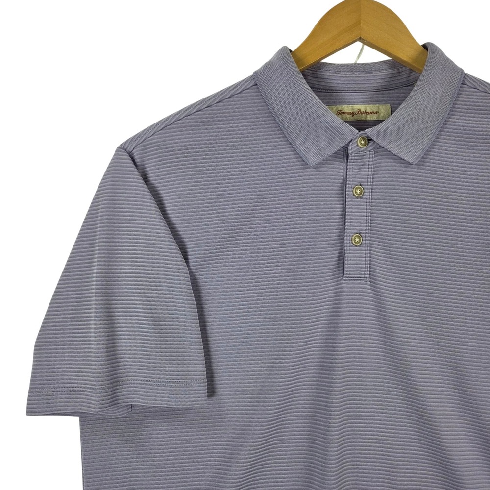 Tommy Bahama Mens XL Purple Ribbed Short Sleeve Modal Blend Polo Shirt